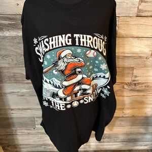 Santa Baseball Graphic T-Shirt